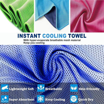 Cooling Towels | 4 Pack 47"X12" | Ice Cool for Neck | Microfiber Soft Breathable Chilly | for Yoga, Sports, Golf, Gym, Camping, Running, Fitness, Workout & More Activities