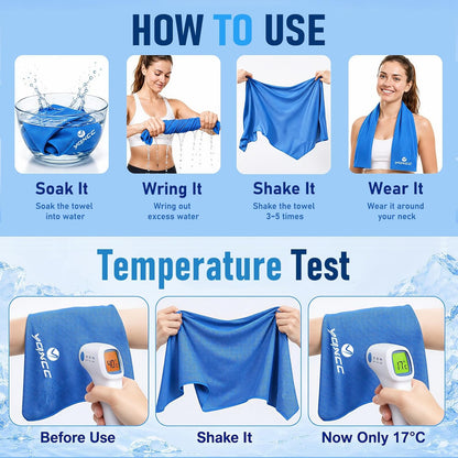 Cooling Towels | 4 Pack 47"X12" | Ice Cool for Neck | Microfiber Soft Breathable Chilly | for Yoga, Sports, Golf, Gym, Camping, Running, Fitness, Workout & More Activities