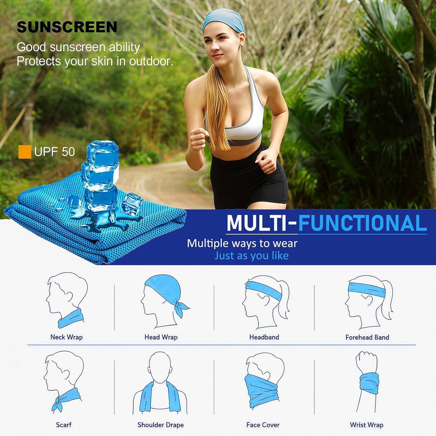 Cooling Towels | 4 Pack 47"X12" | Ice Cool for Neck | Microfiber Soft Breathable Chilly | for Yoga, Sports, Golf, Gym, Camping, Running, Fitness, Workout & More Activities